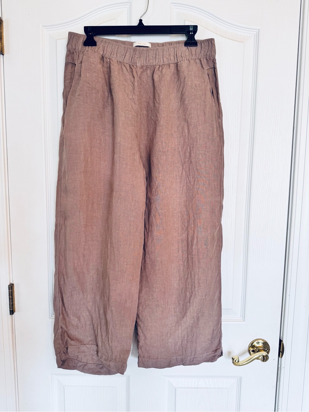Cynthia Rowley Taupe Cropped Linen Pants Size Large